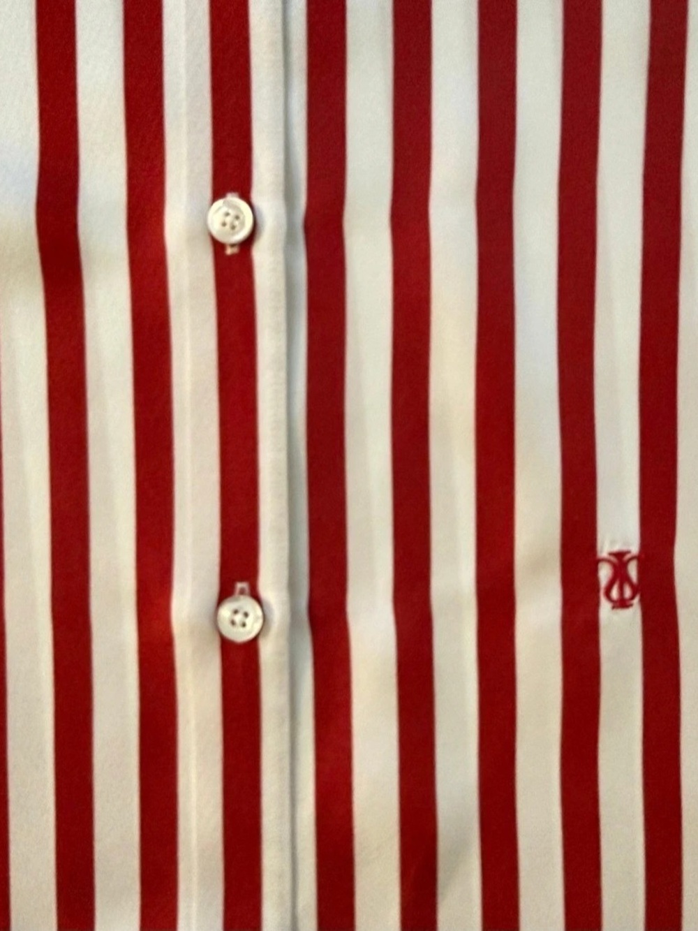 LilySilk Amalfi Stripe Silk Shirt Redu & White Size Large - Picture 6 of 10
